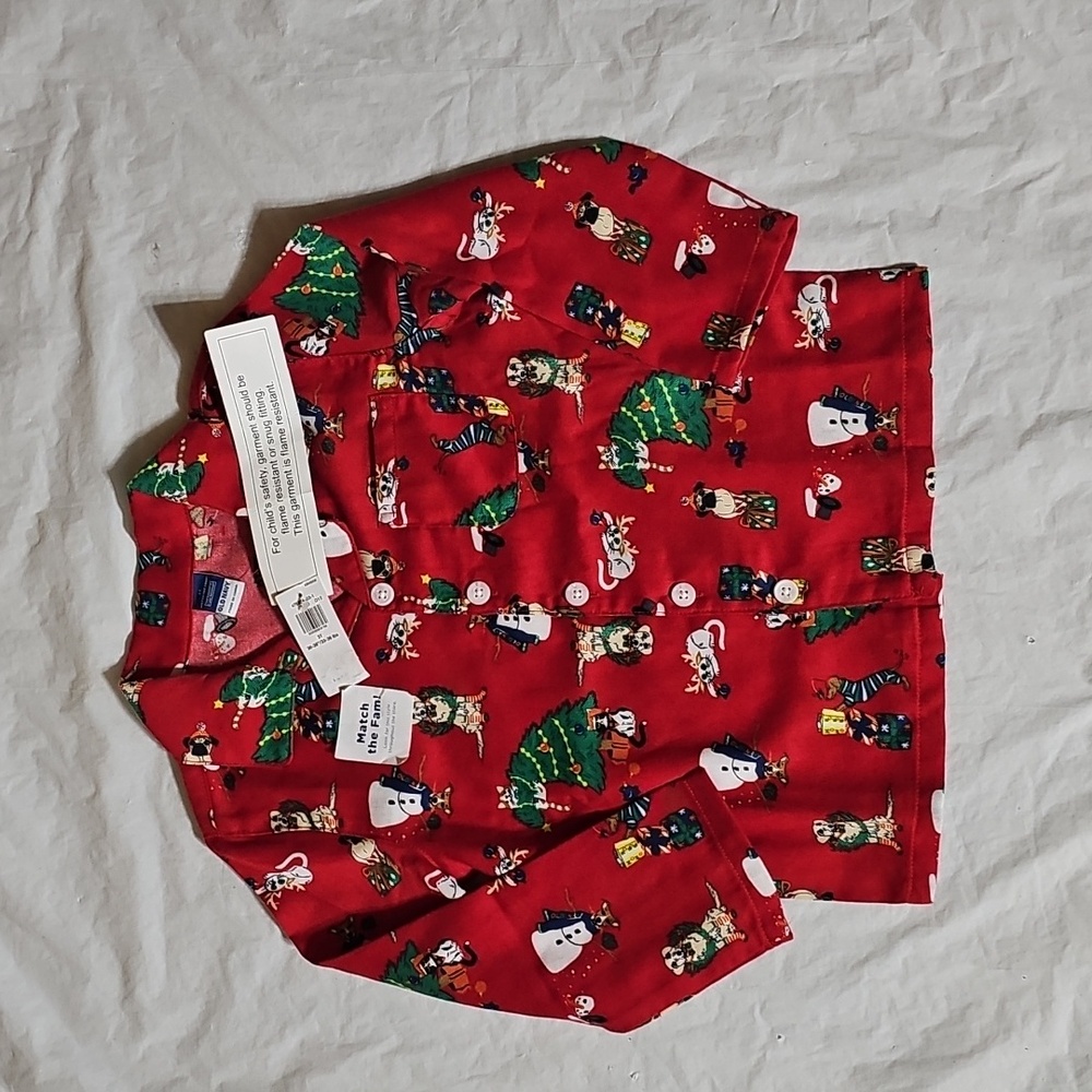 Old Navy Loose-Fit Button Front Matching Pet Print Pajama Top Only, 3T New
